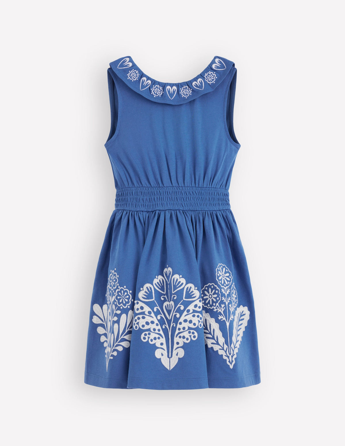 Besticktes Kleid mit V-Ausschnitt am Rücken-Leuchtendes Blau Stickerei - Image 3