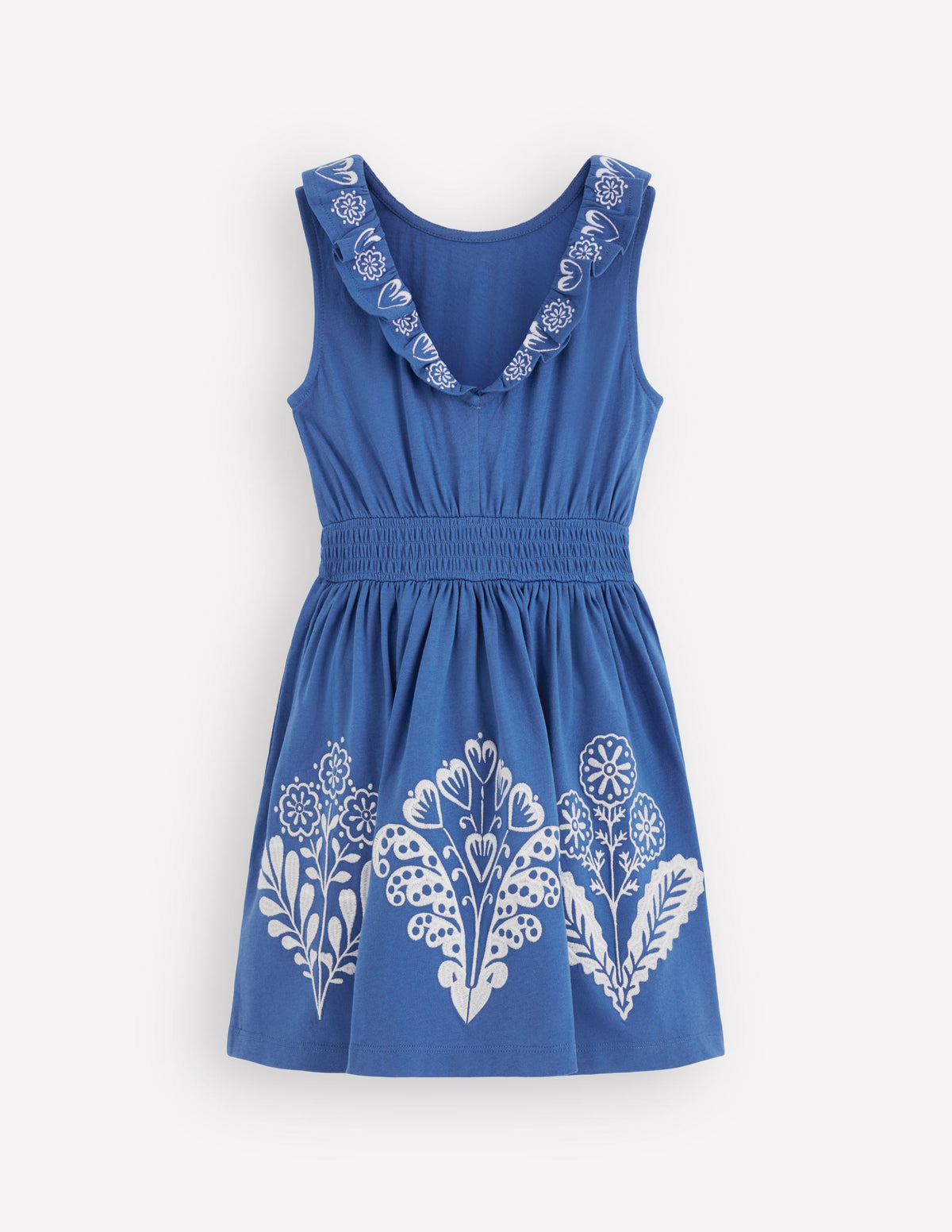 Besticktes Kleid mit V-Ausschnitt am Rücken-Leuchtendes Blau Stickerei - Image 4