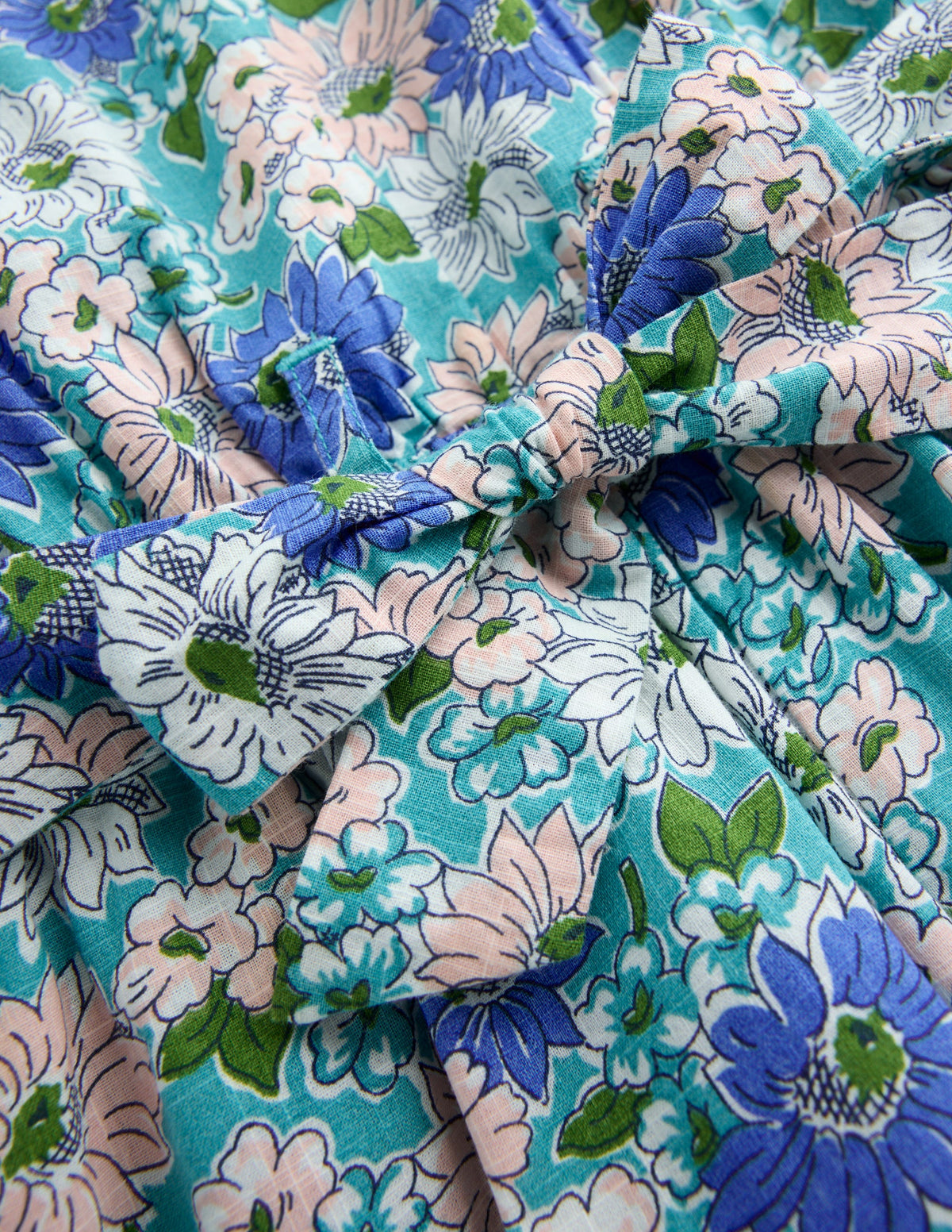 Gewebter Jumpsuit mit Bindegürtel-Blau Geblümt-6