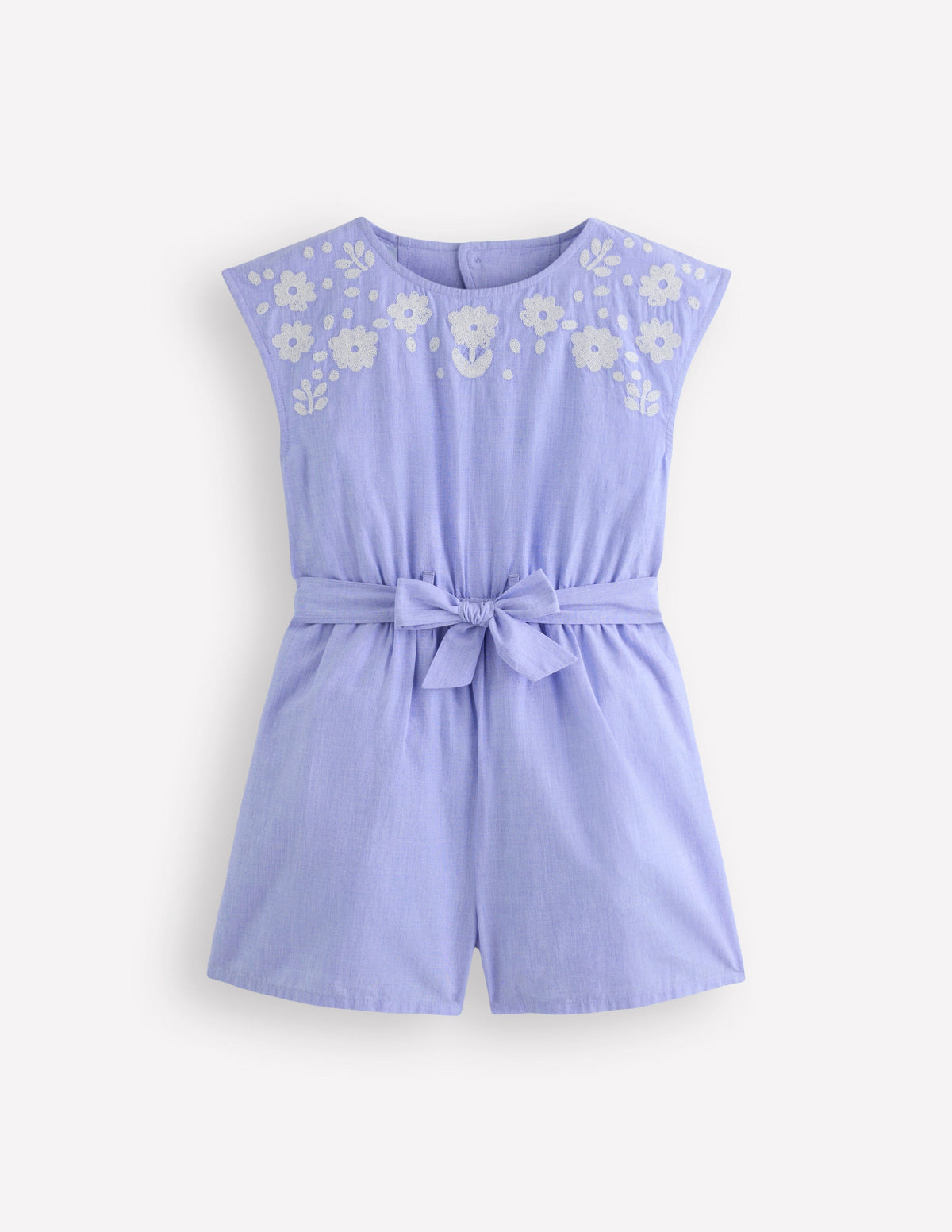 Gewebter Jumpsuit mit Bindegürtel-Denim Stickerei - Image 1