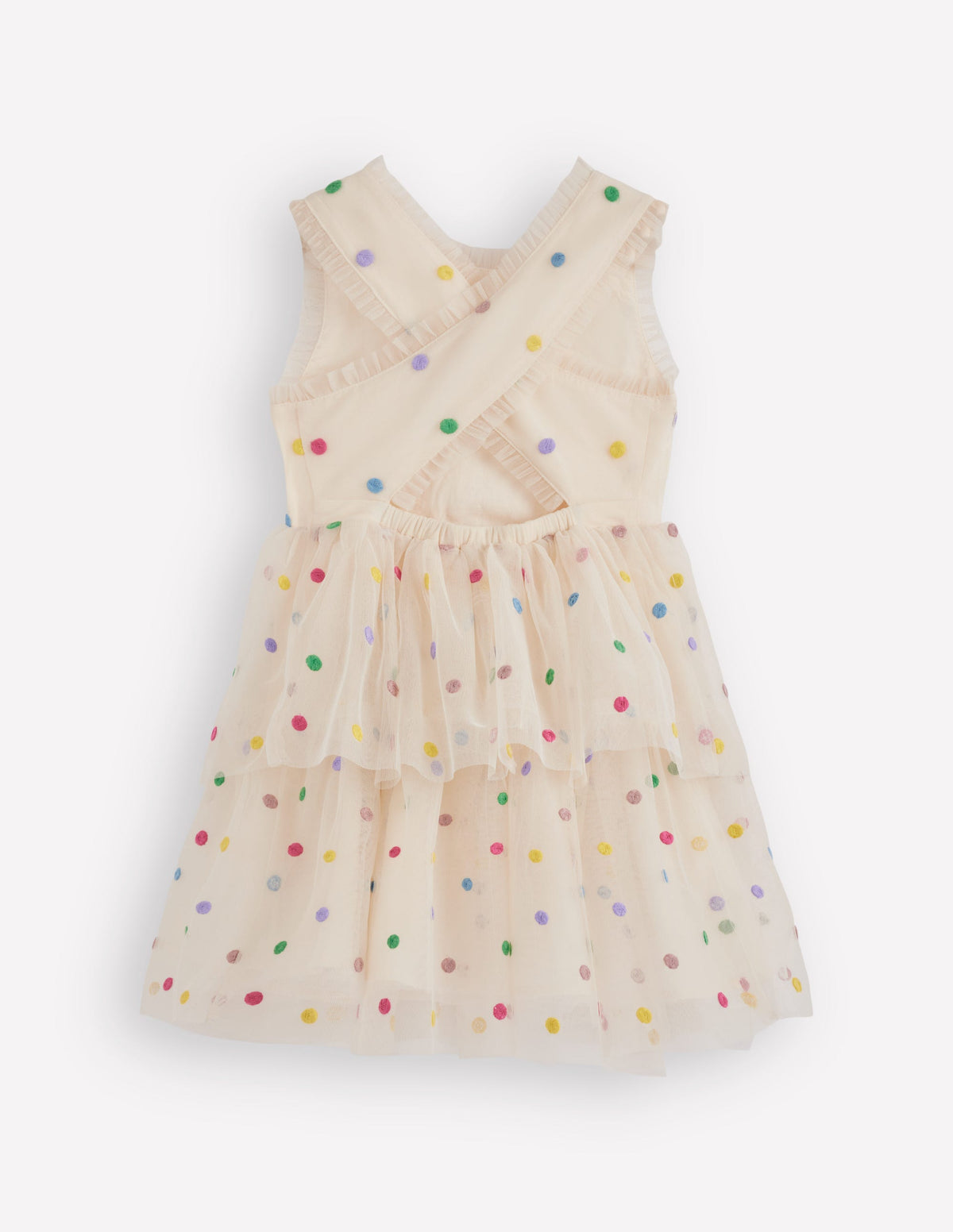 Gepunktetes Kleid für besondere Anlässe-Sanftes Naturweiß Bunt Punkte - Image 6