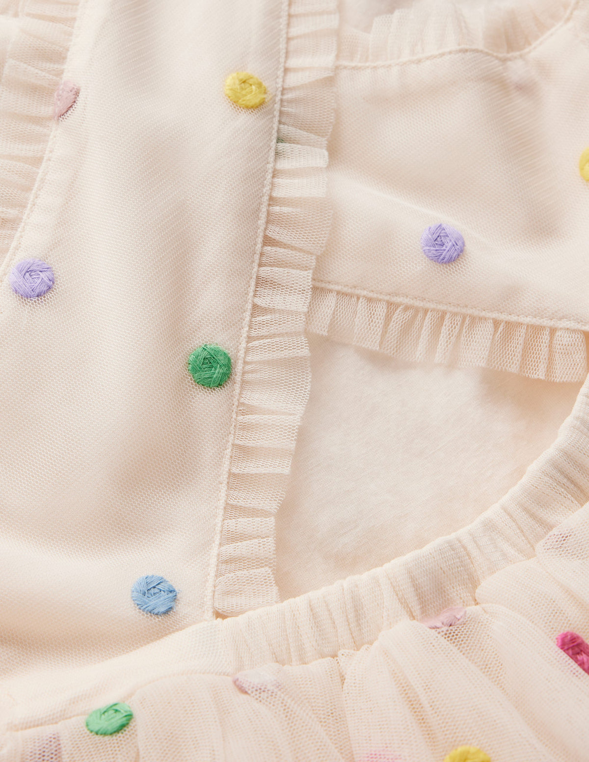 Gepunktetes Kleid für besondere Anlässe-Sanftes Naturweiß Bunt Punkte-7