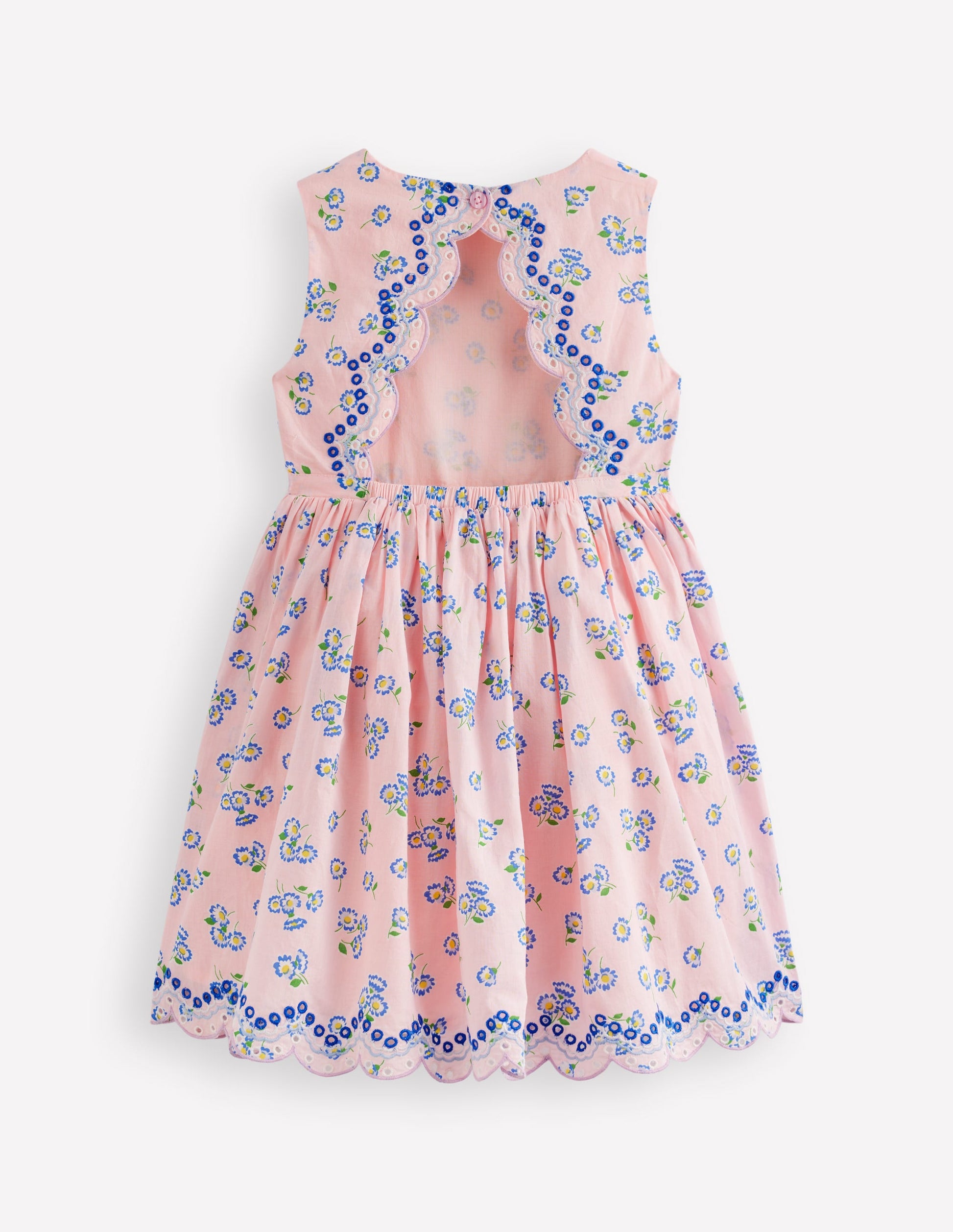 Kleid mit Lochstickerei am Rücken-Kreiderosa Blümchen-2