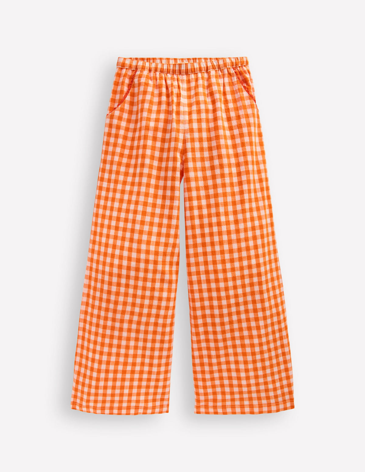 Hose mit weitem Bein-Orange/Naturweiß Vichykaro - Image 1