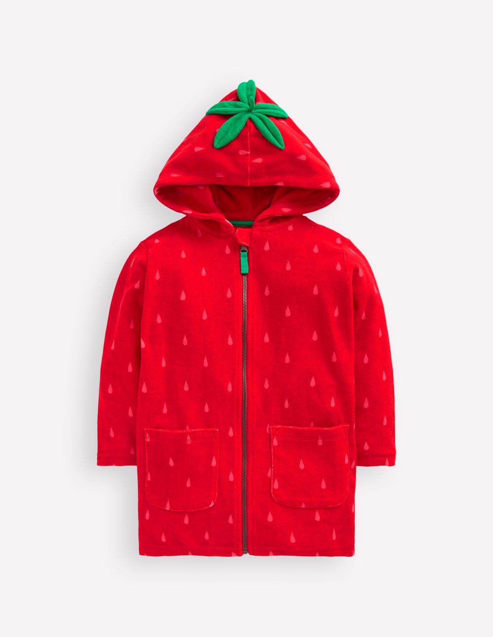 Romie Origineller Frottee-Badeponcho mit Reißverschluss-Erbeerkuchenrot-2