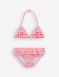 Frill Bikini-Salmon Pink Stripe