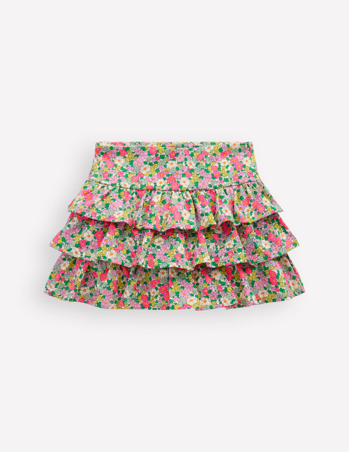Jupe-short volantée en jersey-Motif Summer Flowerbed multi