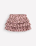 Jupe-short volantée en jersey-Léopard rose