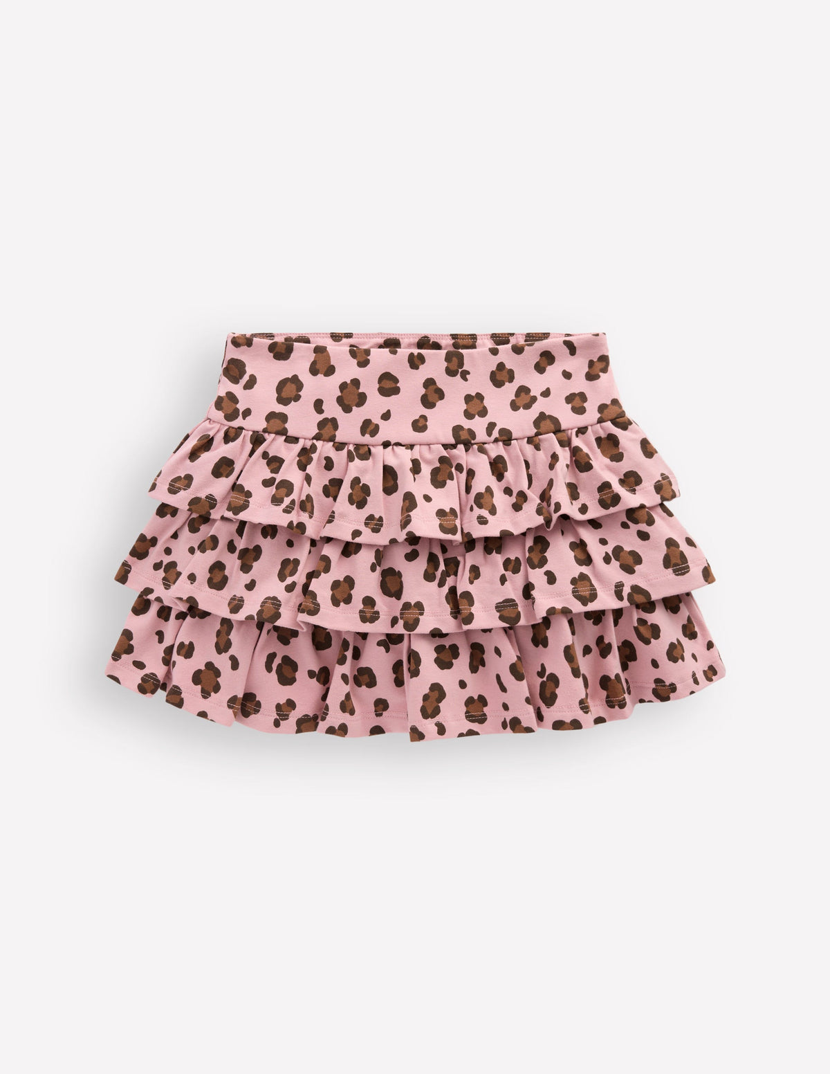 Jupe-short volantée en jersey-Léopard rose - Image 1