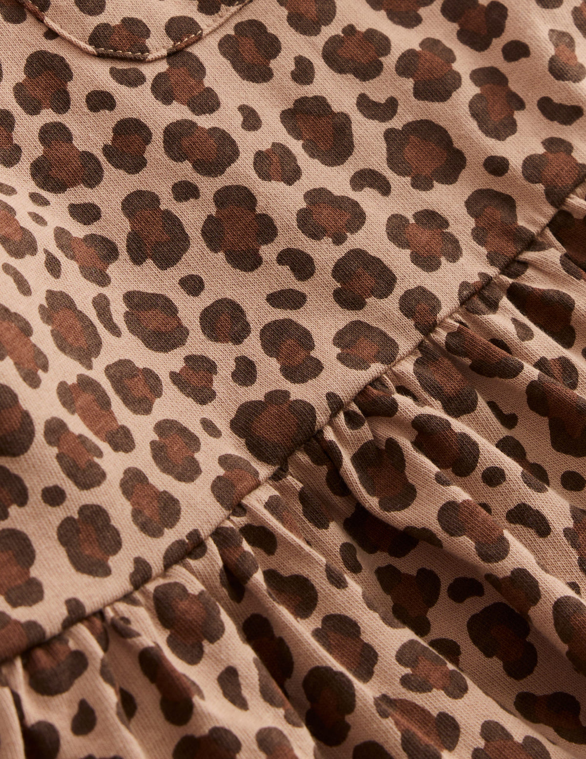 Kurzärmliges Oberteil mit Schößchen-Rebhuhn Braun Leopardenmuster-3