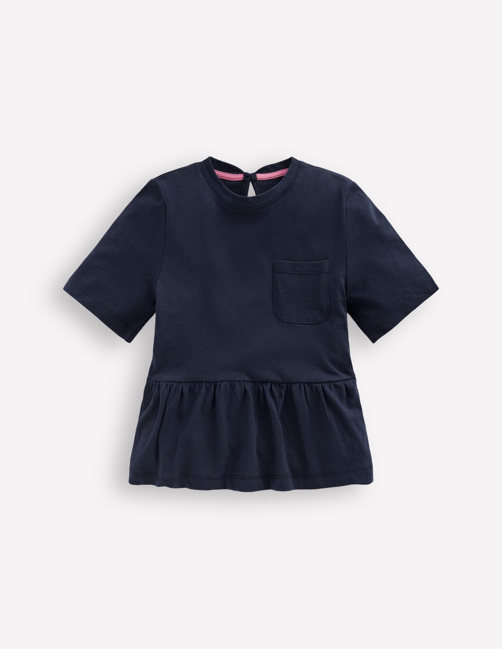 Kurzärmliges Oberteil mit Schößchen-Blazer-Marineblau-1