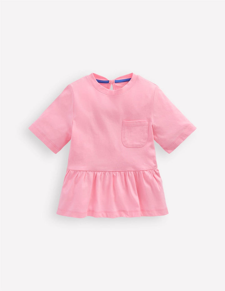 Kurzärmliges Oberteil mit Schößchen-ROSA