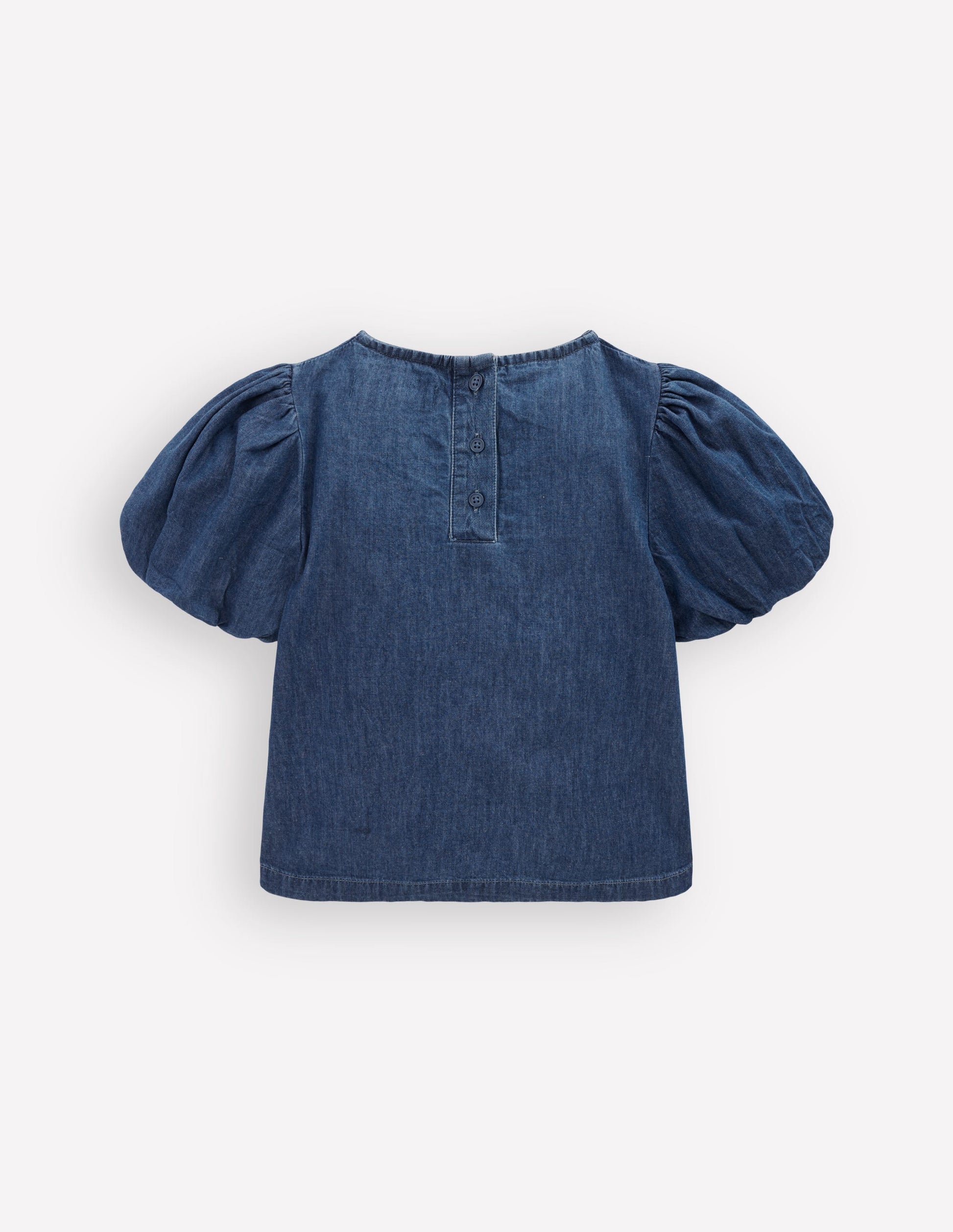 Gewebtes Oberteil mit Schleife vorn-Blauer Faux-Uni-4