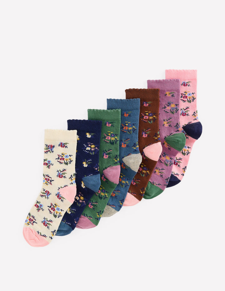7 paires de chaussettes-Motif Vintage Flower Posy