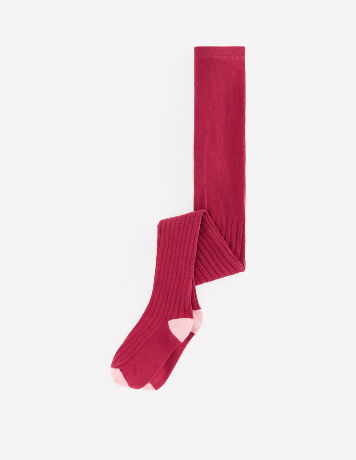 Collant côtelé-Cerise douce