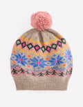 Fair-Isle-Baskenmütze-Nerzbraun Melange