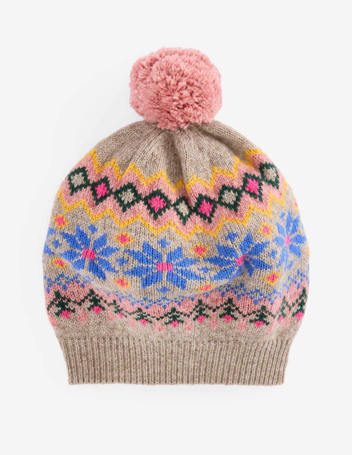 Fair-Isle-Baskenmütze-Nerzbraun Melange - Image 1