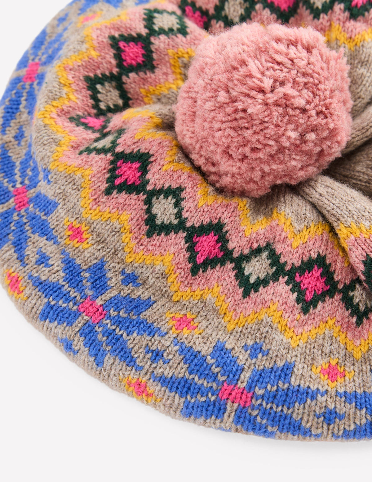 Fair-Isle-Baskenmütze-Nerzbraun Melange-2