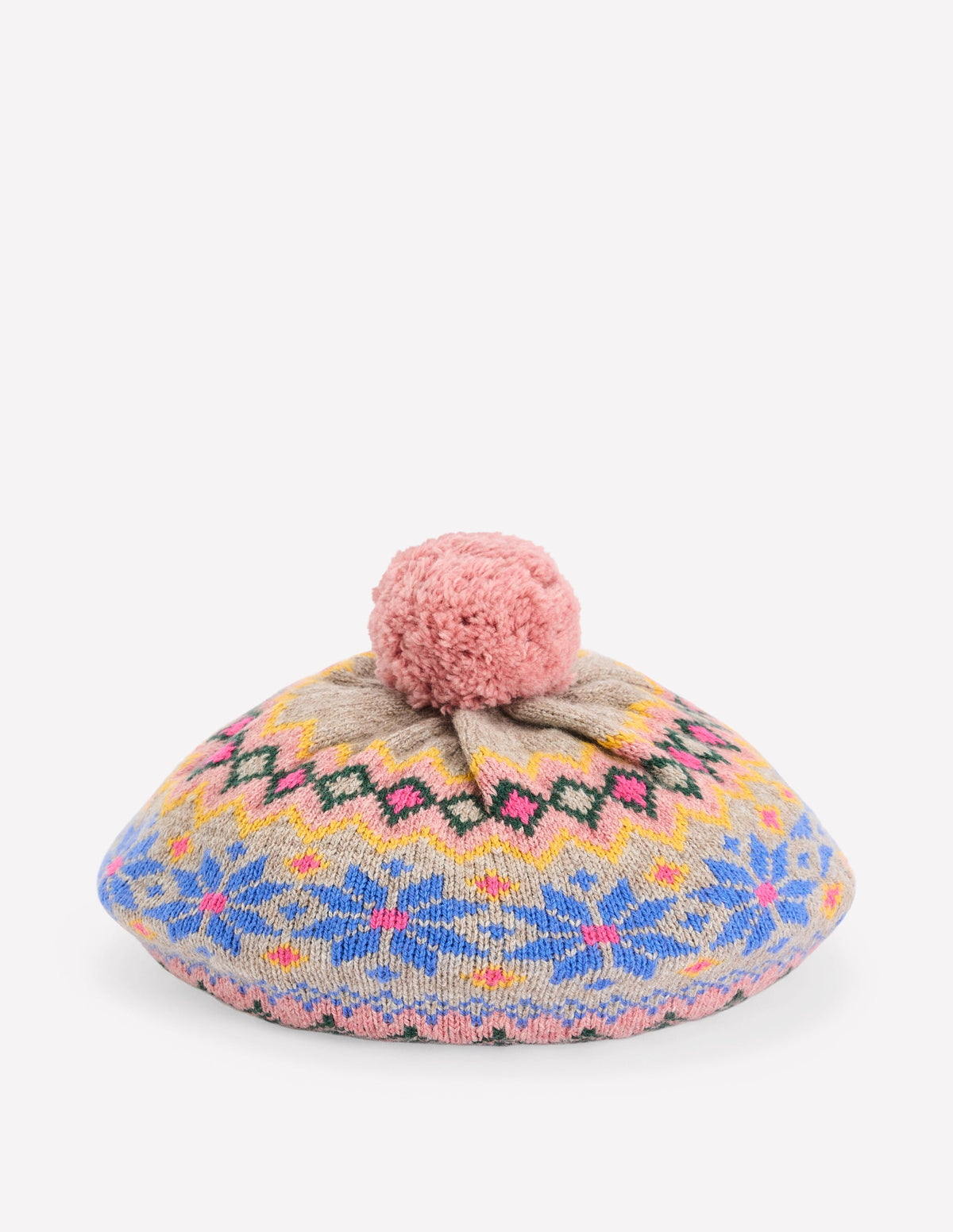 Fair-Isle-Baskenmütze-Nerzbraun Melange-3