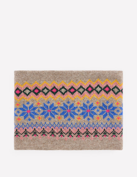 Fair-Isle-Schlauchschal-Nerzbraun Melange