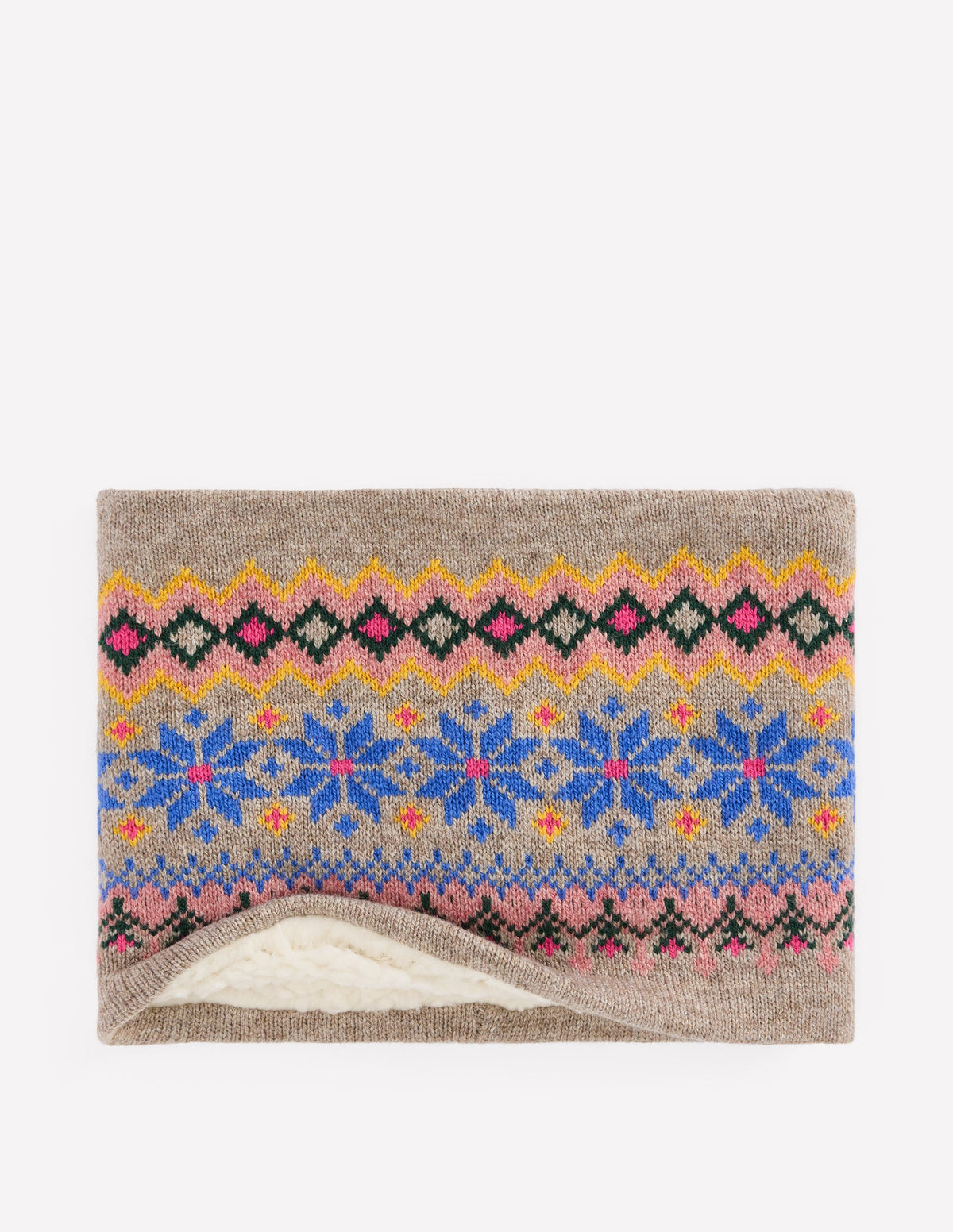 Fair-Isle-Schlauchschal-Nerzbraun Melange-3
