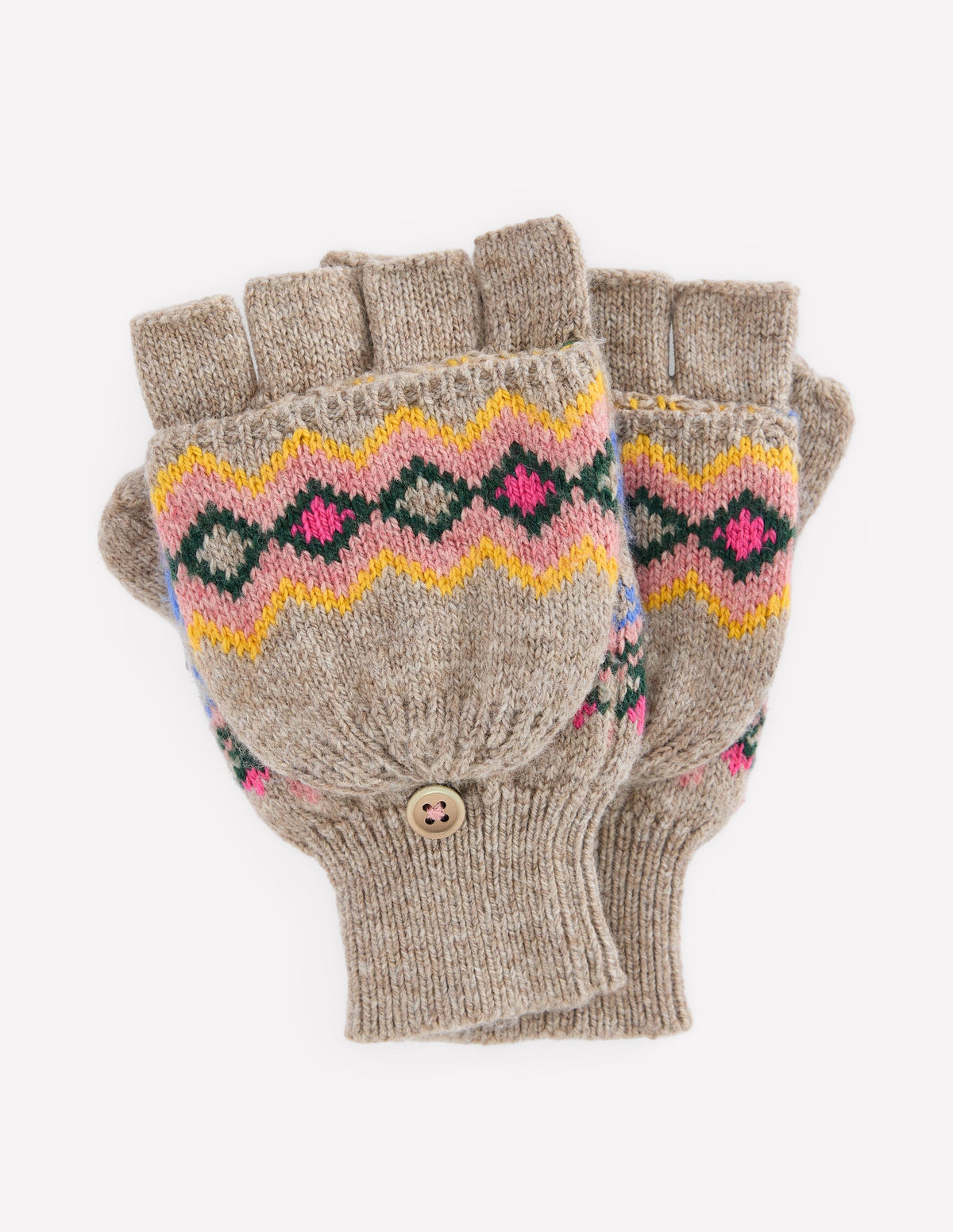 Fair-Isle-Fäustlinge-Nerzbraun Melange - Image 1