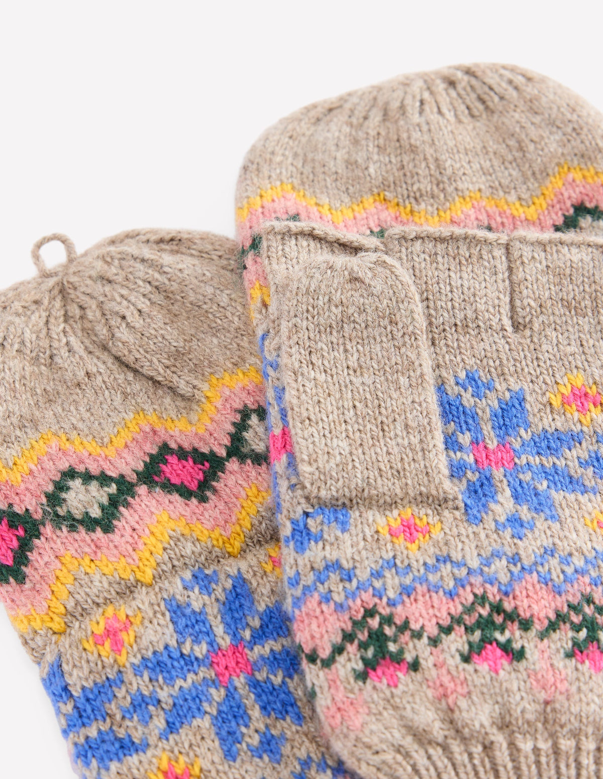 Fair-Isle-Fäustlinge-Nerzbraun Melange - Image 2