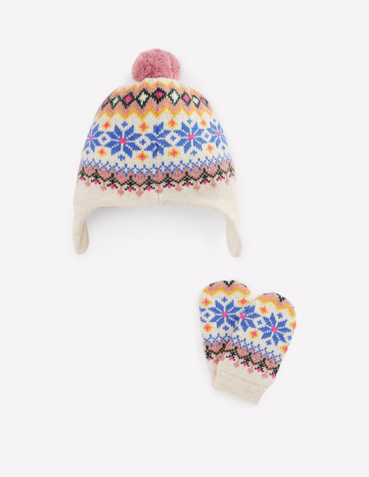 Fair-Isle-Strickset für Babys-Beige Meliert