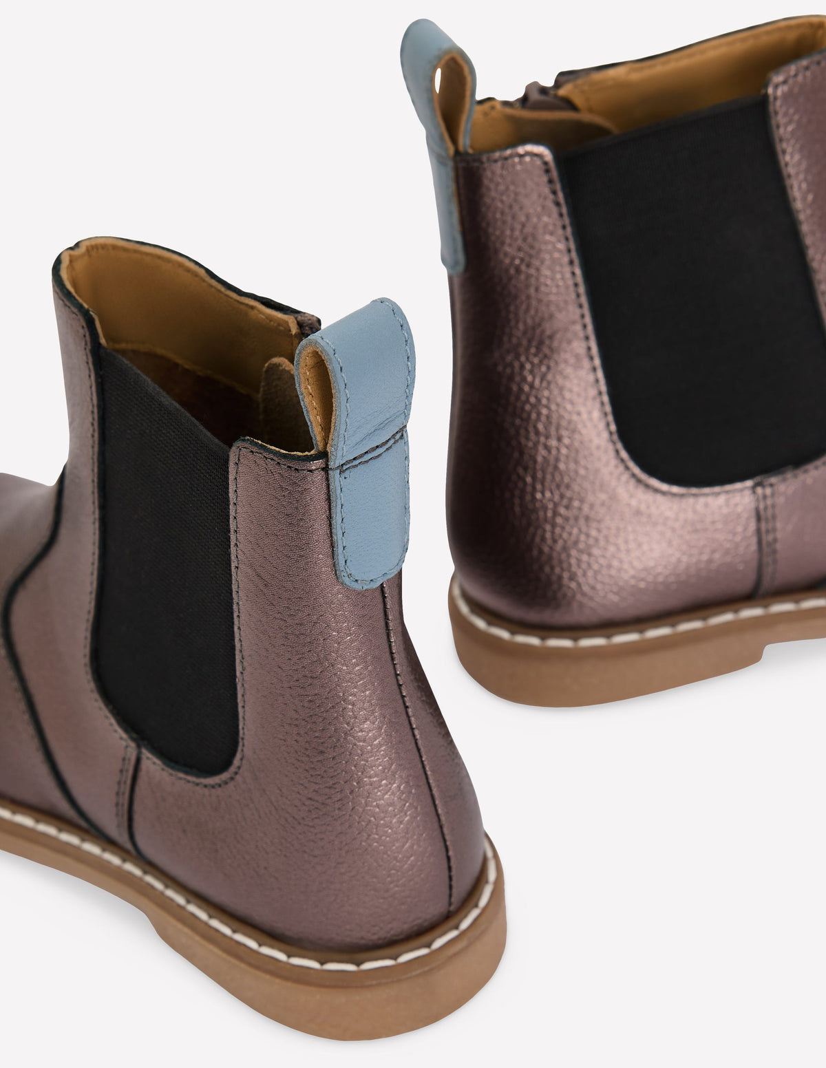 Chelsea-Stiefel aus Leder-Silber-3