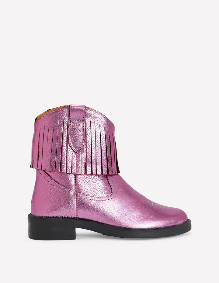 Westernstiefel-Rosa-Metallic