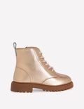 Schnürstiefel mit breiter Sohle-Gold