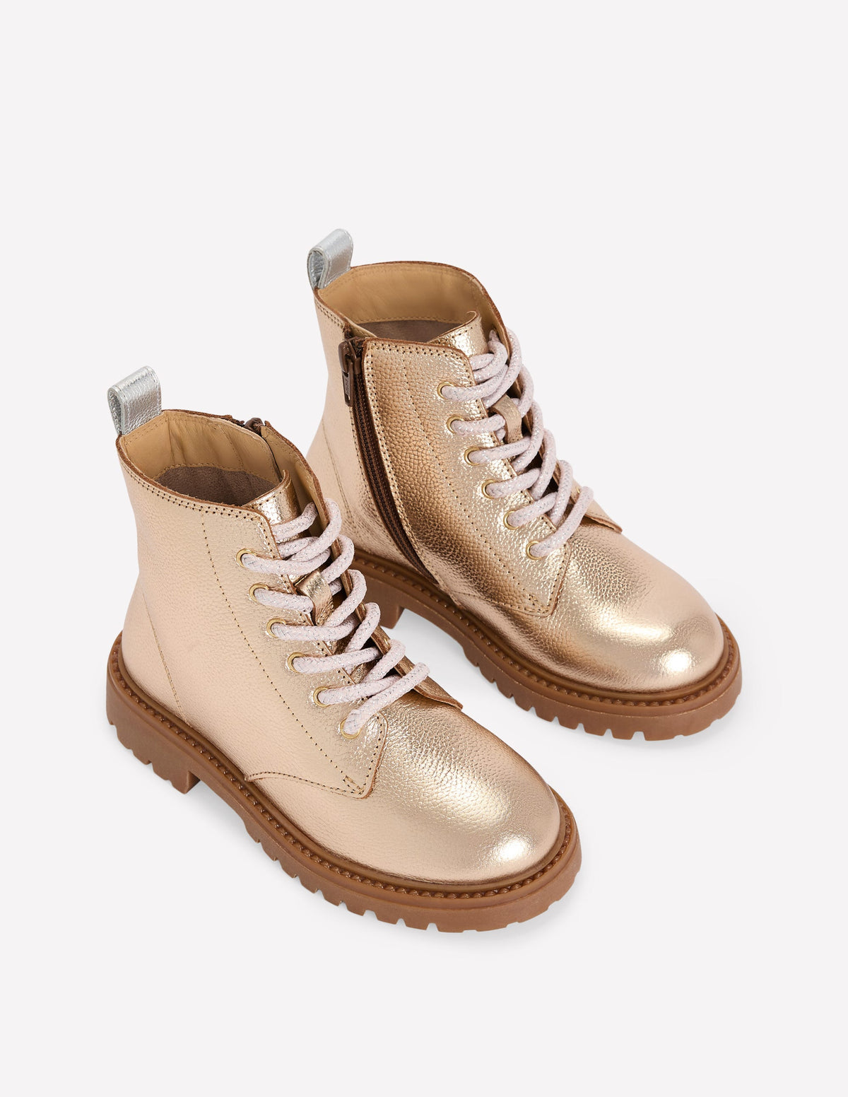 Schnürstiefel mit breiter Sohle-Gold-2