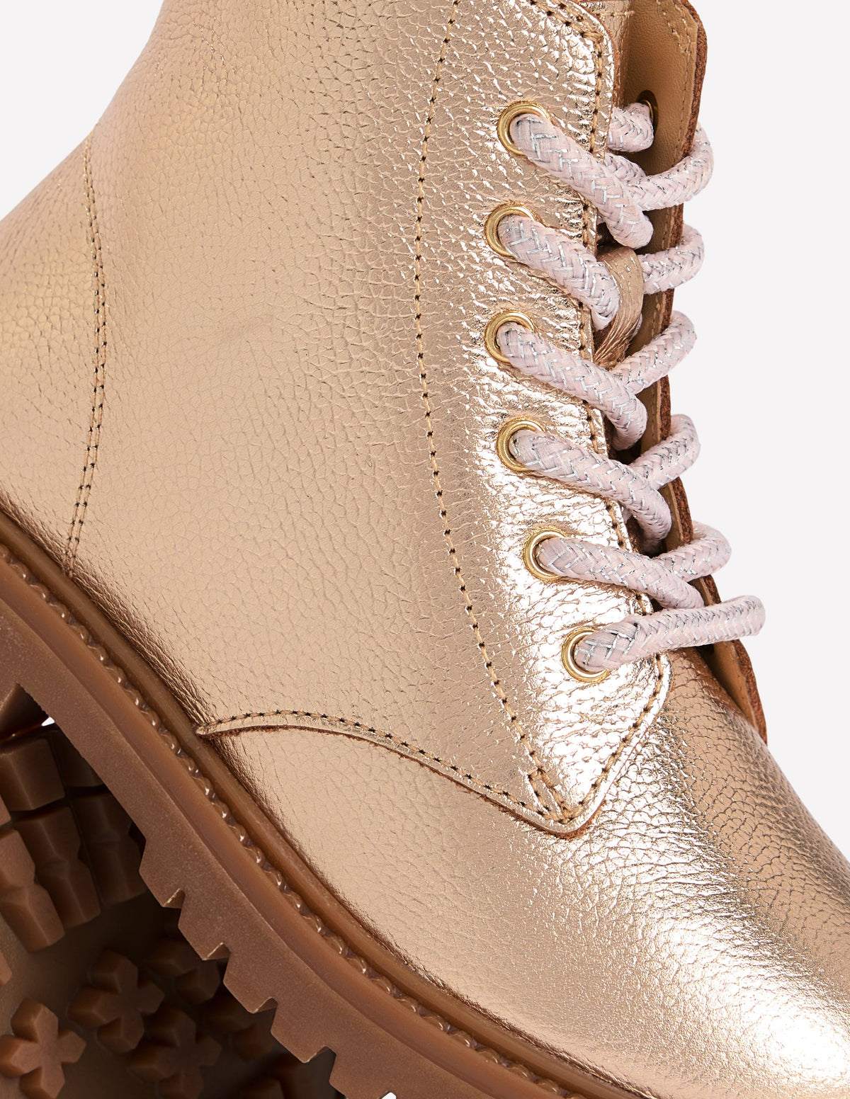 Schnürstiefel mit breiter Sohle-Gold-3