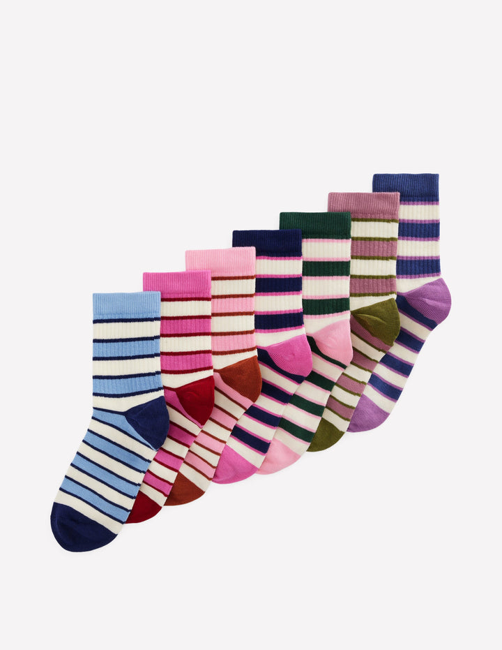 7 paires de chaussettes côtelées-Rayé multi