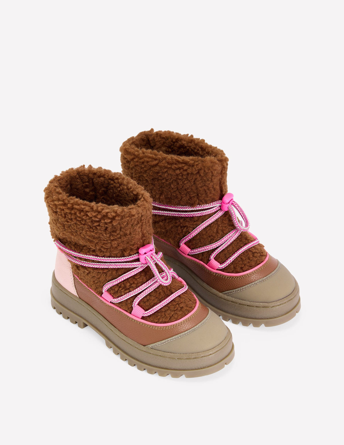 Abenteuerstiefel mit Teddyfell-Rosa und Braun - Image 2