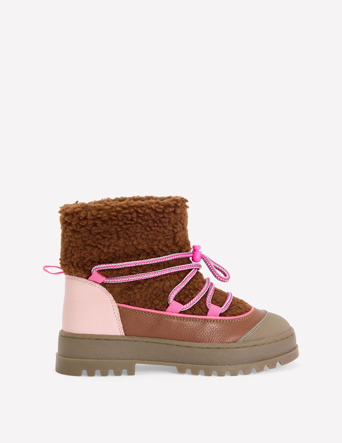 Abenteuerstiefel mit Teddyfell-Rosa und Braun - Image 1