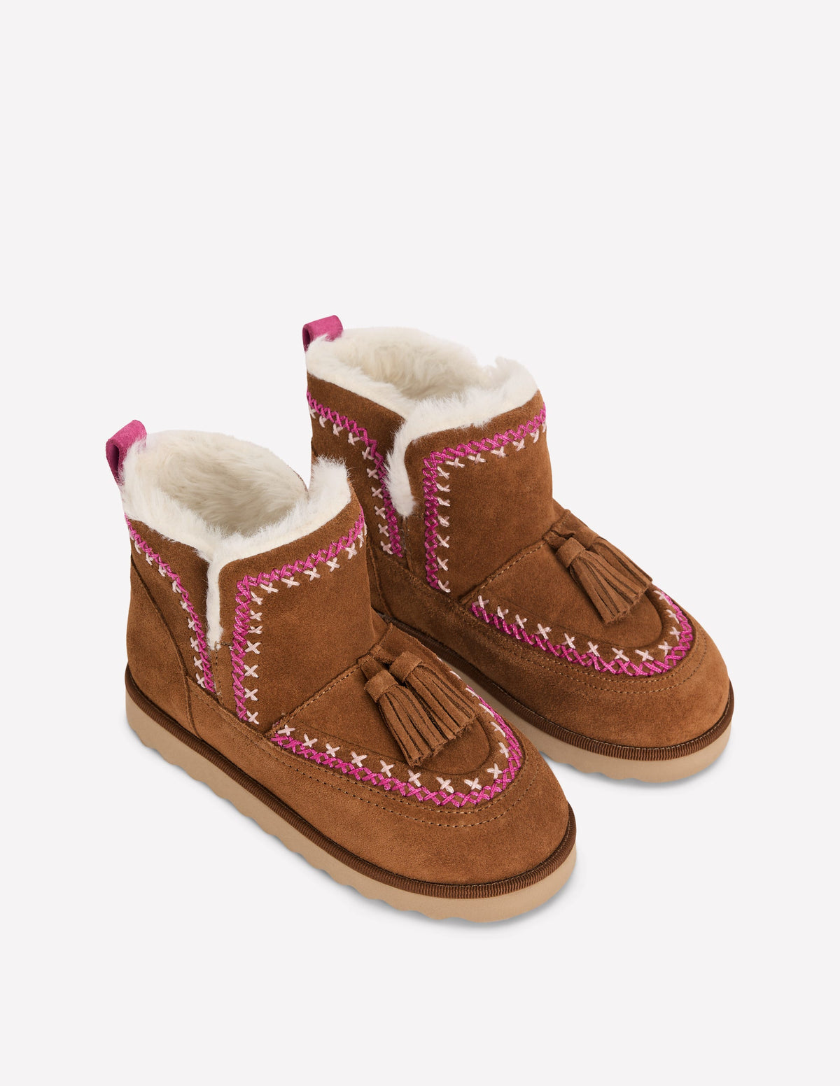 Kuschelige Stiefel mit Stickerei-Hellbraun-2