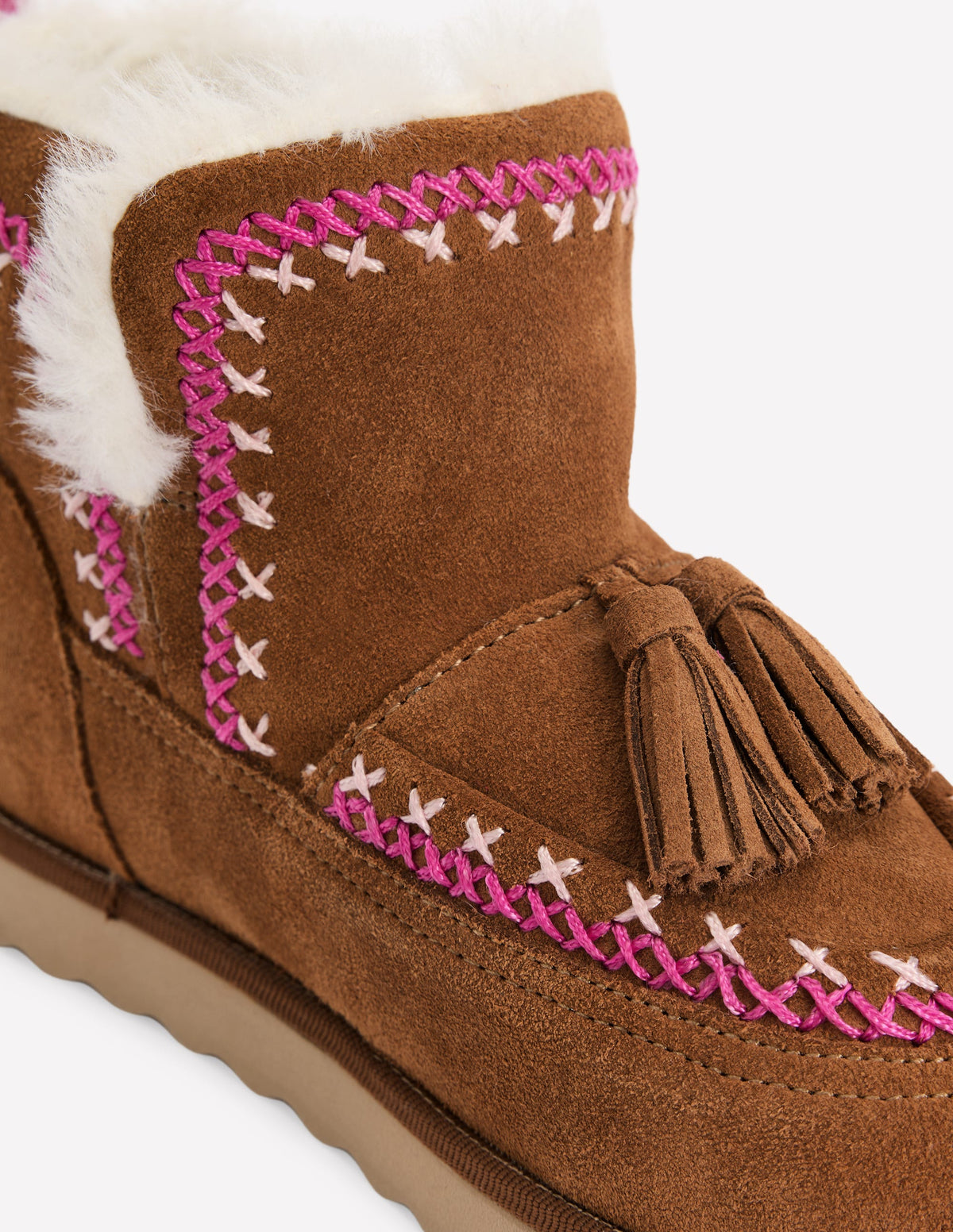 Kuschelige Stiefel mit Stickerei-Hellbraun-3