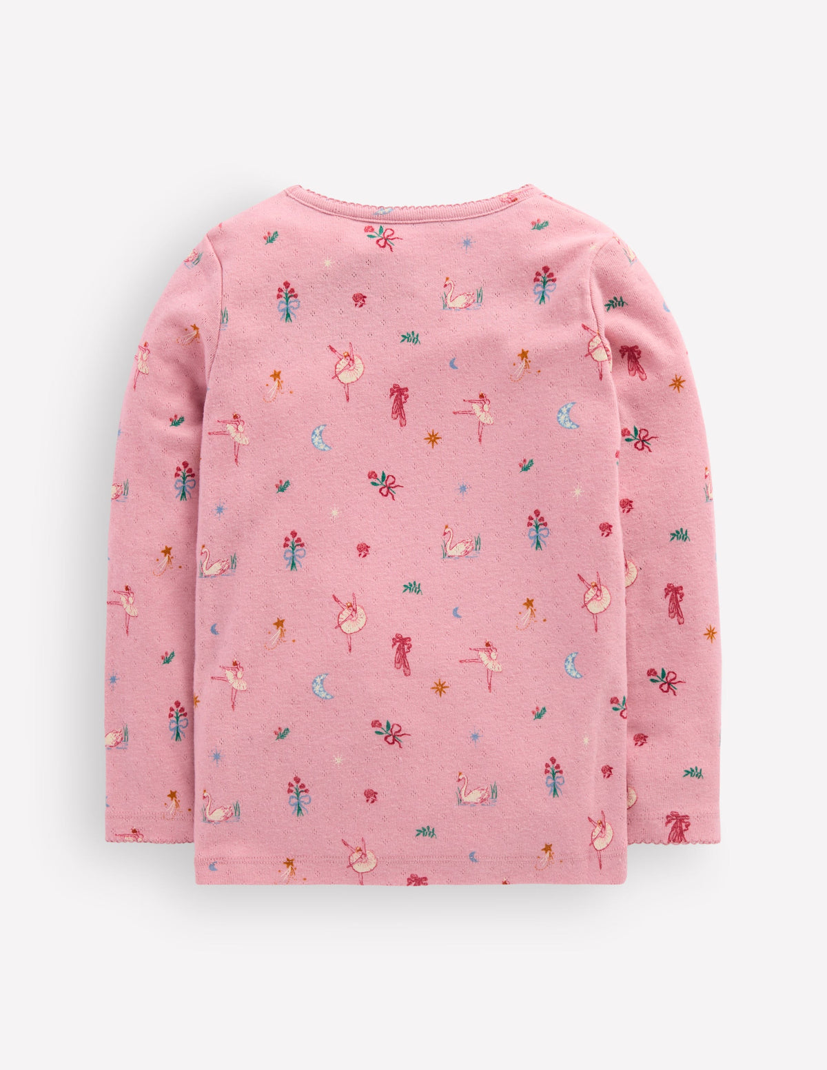 Langärmeliges Oberteil mit Pointelle-Muster-Rosa Schwanensee - Image 3
