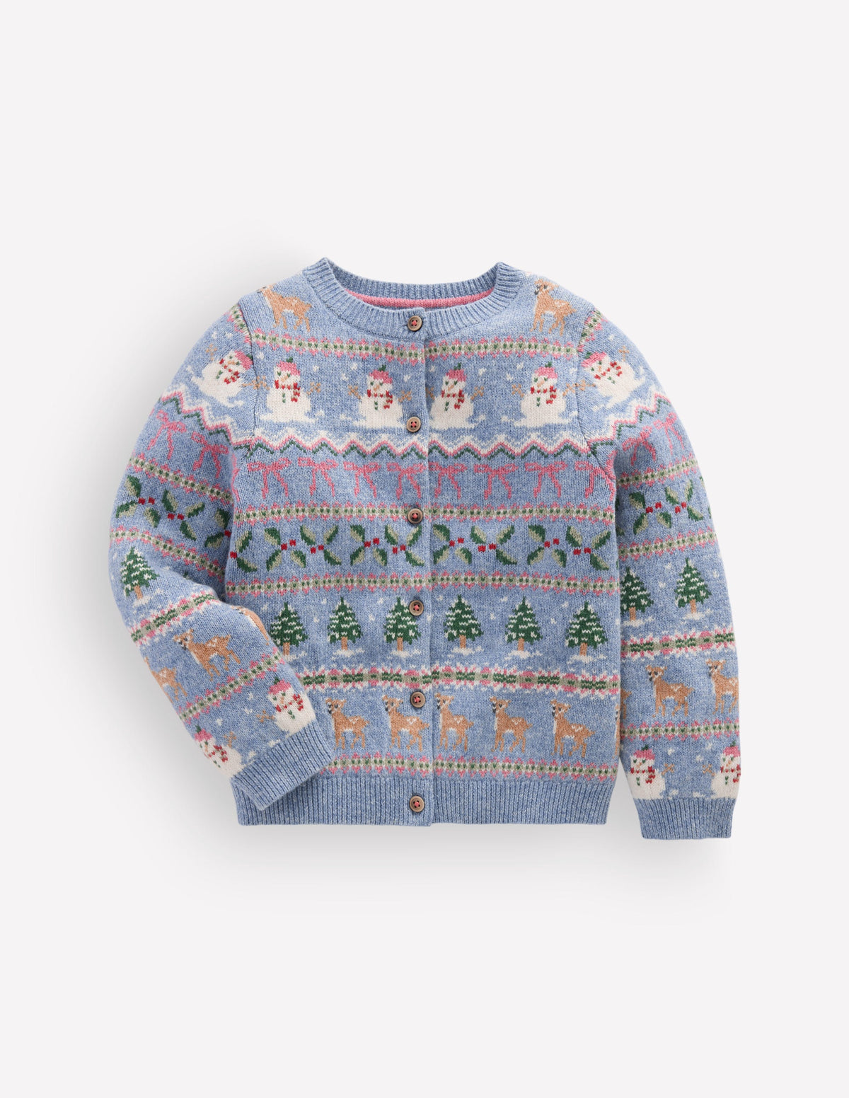 Edie Fair-Isle-Strickjacke-Gletscherblau Verschneite Weihnachten-6