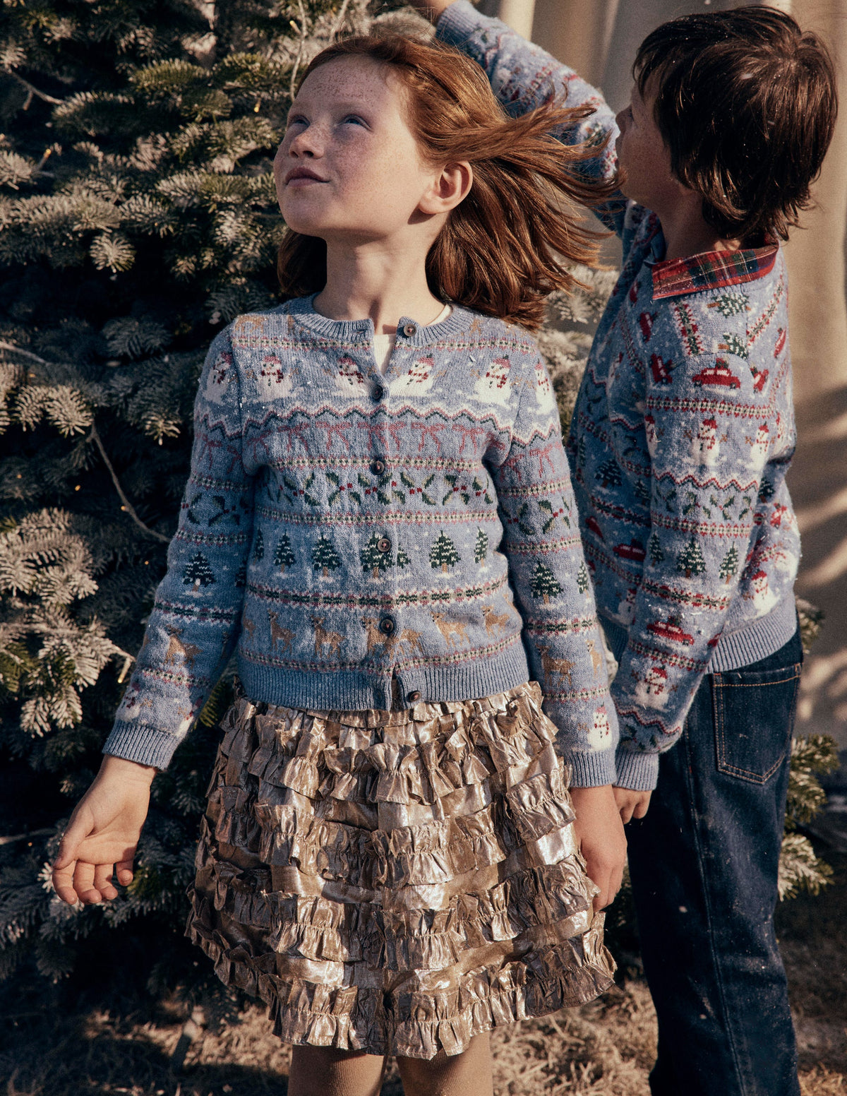 Edie Fair-Isle-Strickjacke-Gletscherblau Verschneite Weihnachten - Image 9