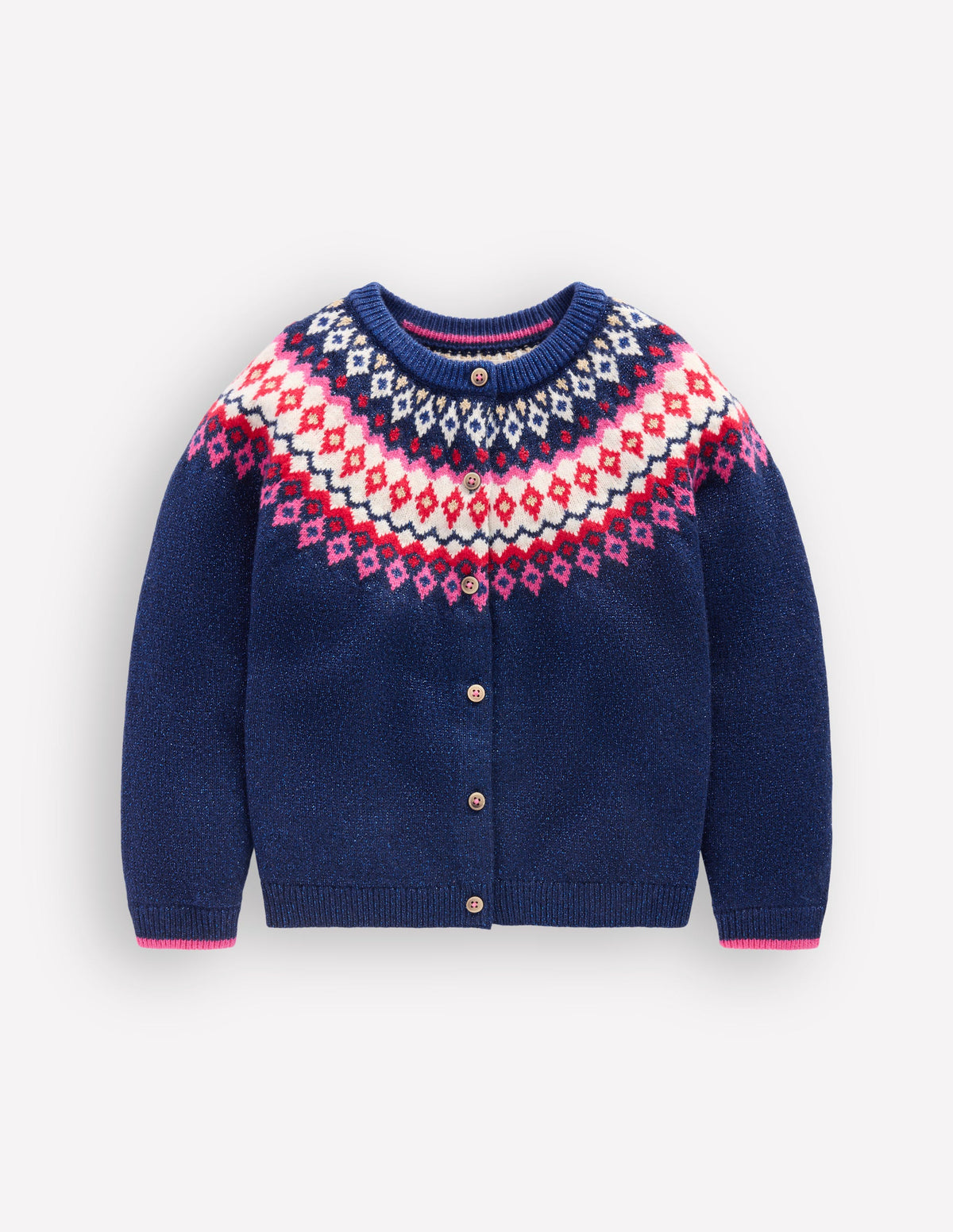 Edie Fair-Isle-Strickjacke-Navy Glitzer - Image 1