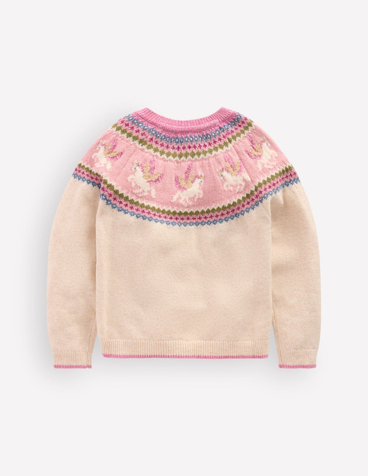 Edie Fair-Isle-Strickjacke-Haferbeige Meliert Pegasus-2