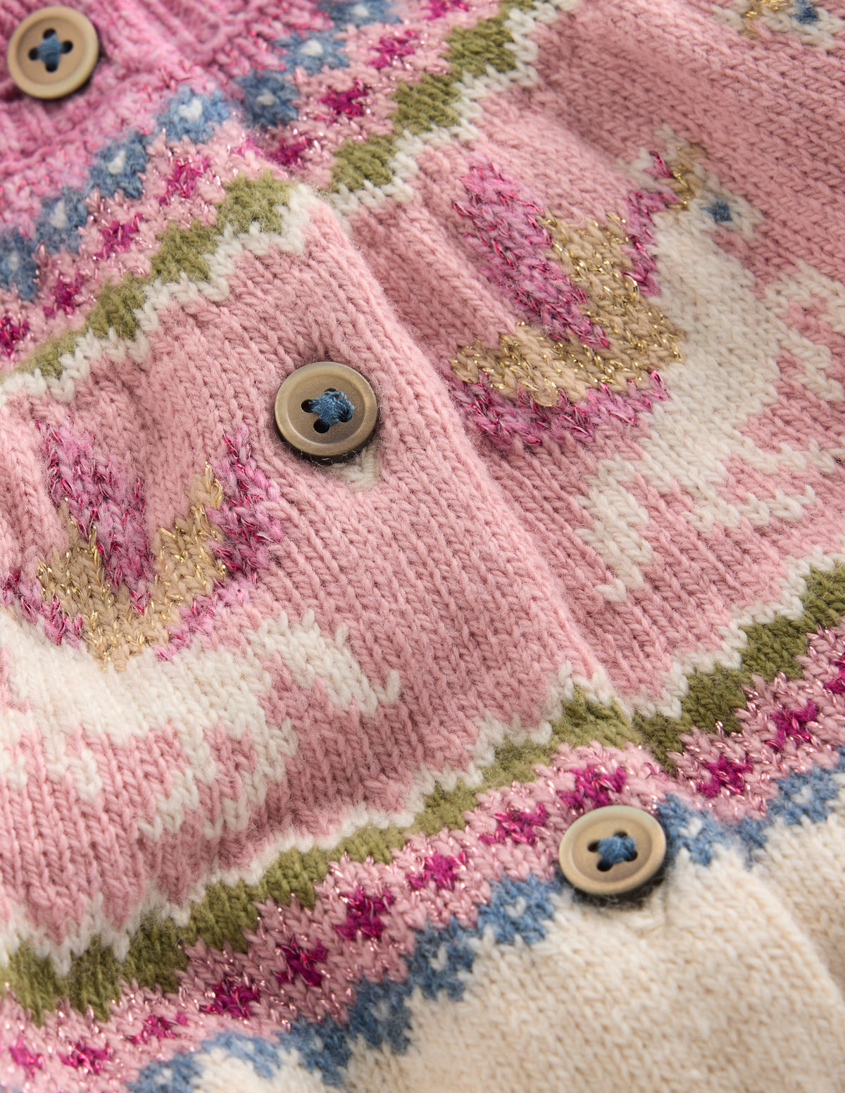 Edie Fair-Isle-Strickjacke-Haferbeige Meliert Pegasus - Image 3