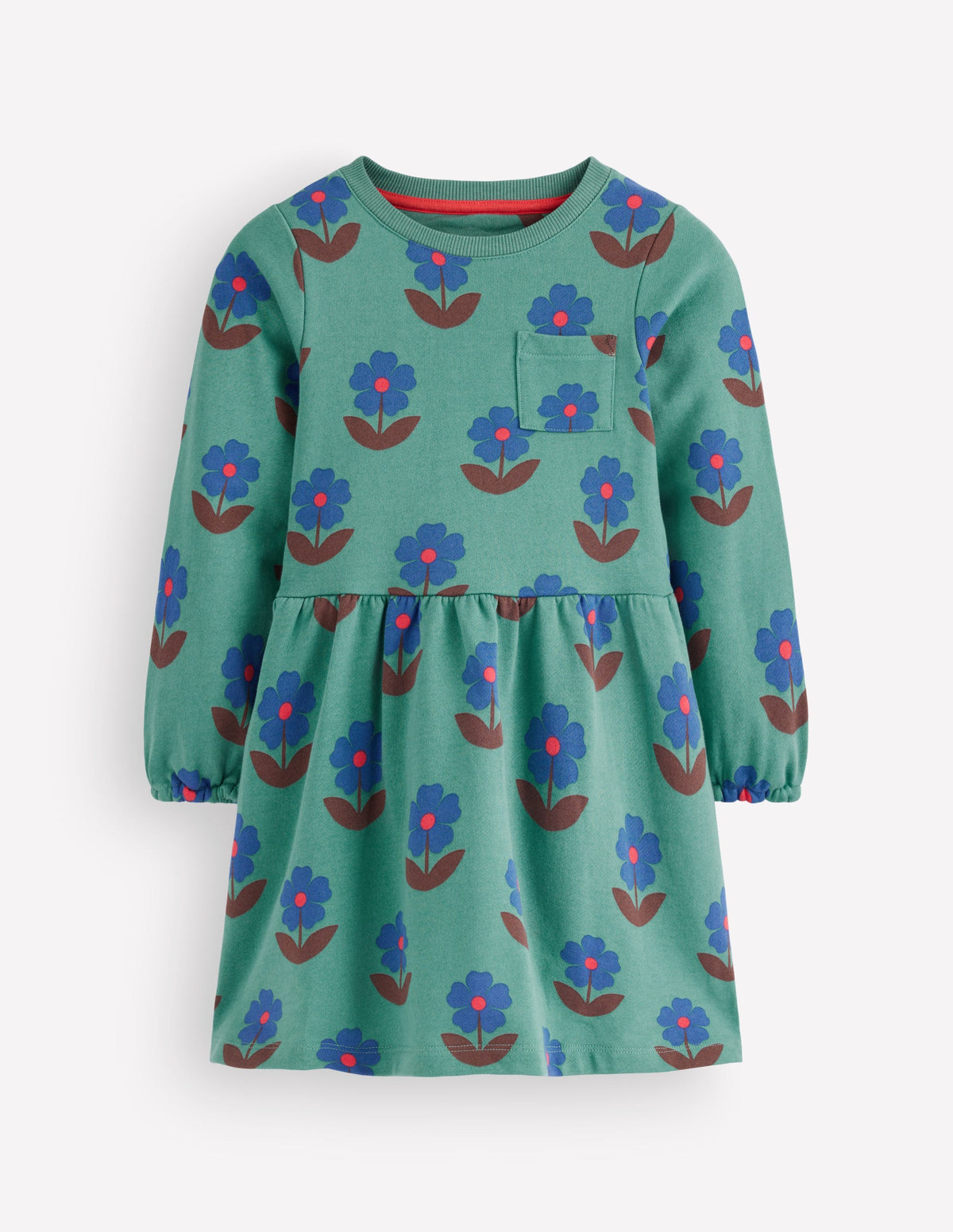Minna Sweatkleid-Grün Blumenstempel - Image 1