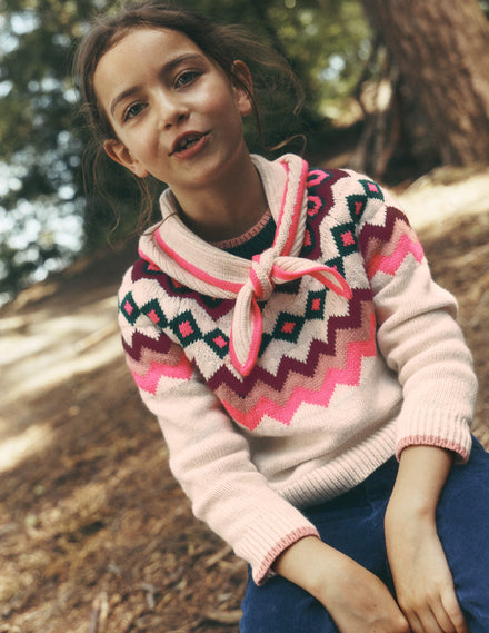 Eleanor Fair-Isle-Pullover-Beige Meliert