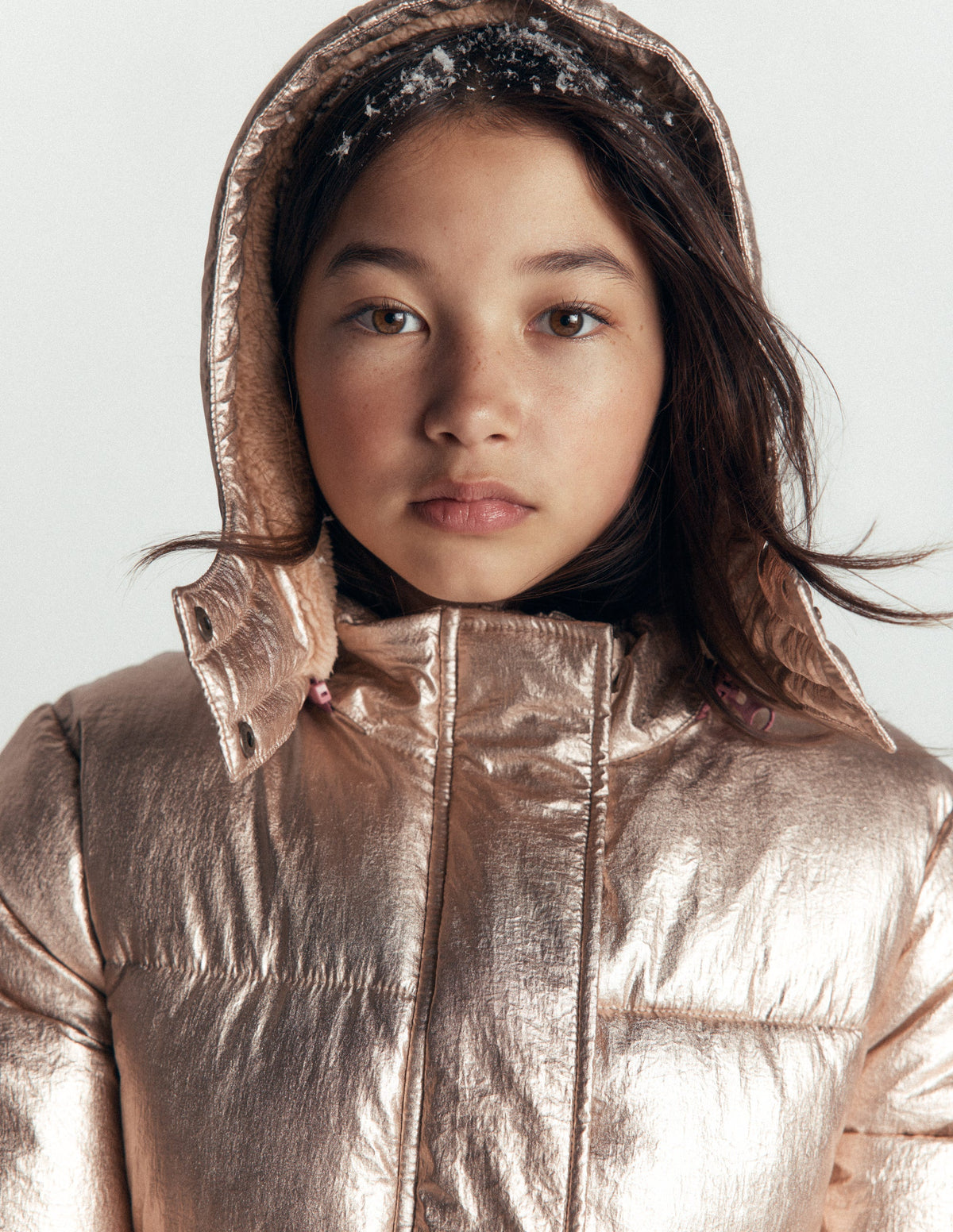 Wattierte Jacke in langer Form-Antikes Messing-3