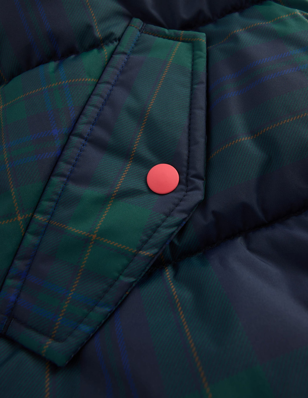 Wattierte Jacke in langer Form-Blau Kariert-3