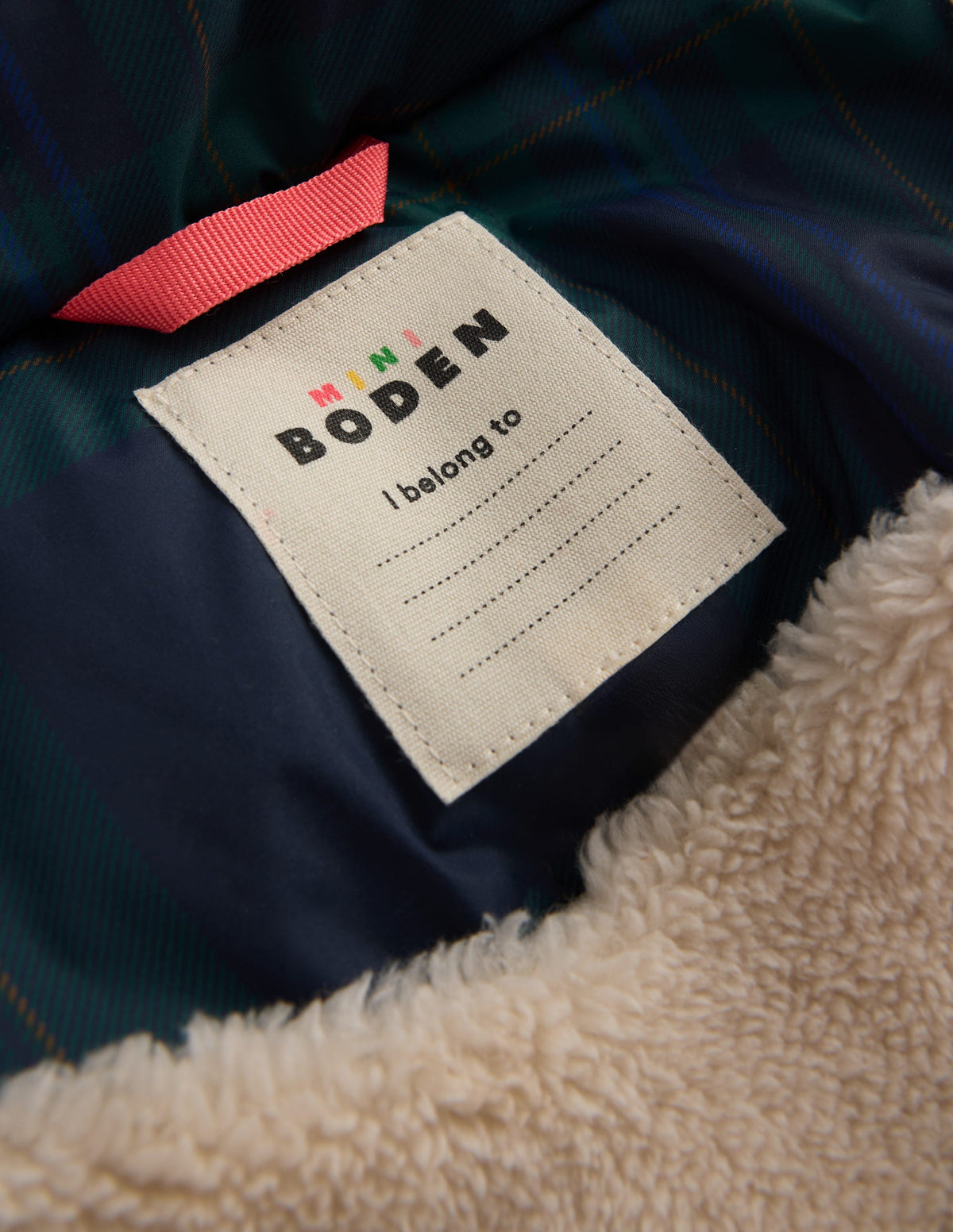 Wattierte Jacke in langer Form-Blau Kariert-4