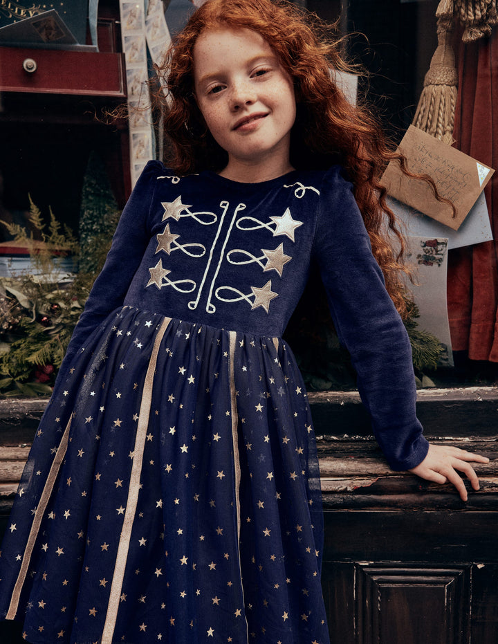 Robe Aurora en tulle à appliqués-Étoile de cirque bleu marine